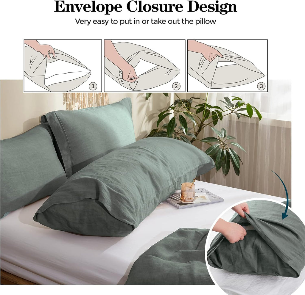 Simple&Opulence Body Pillow Cover 20" x 54",100% Pure Linen, Ultra Soft and Breathable, Body Pillowcase with Envelope Closur…