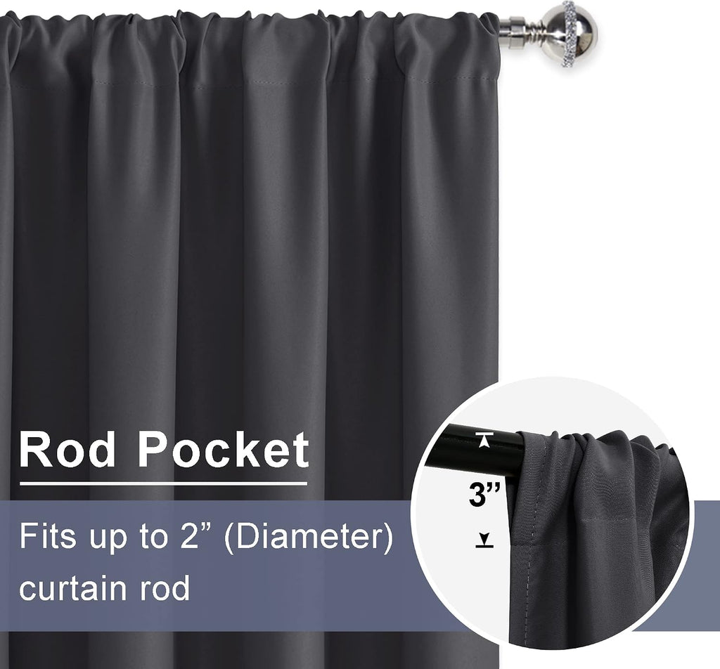Jiuzhen Blackout Curtains for Bedroom - Thermal Insulated Room Darkening Noise Reducing, 52 x 63 Inch Length Curtains for Living Room, Set…