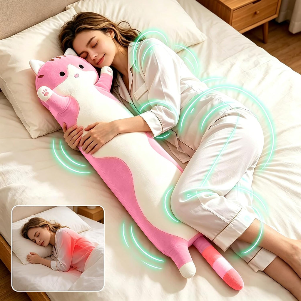 shangman Lovely Plush Cat Doll Cute Cartoon Soft Stuffed Kitten Long Throw Sleeping Pillow Doll Toy Gift for Kids Girlfriend Multiple…