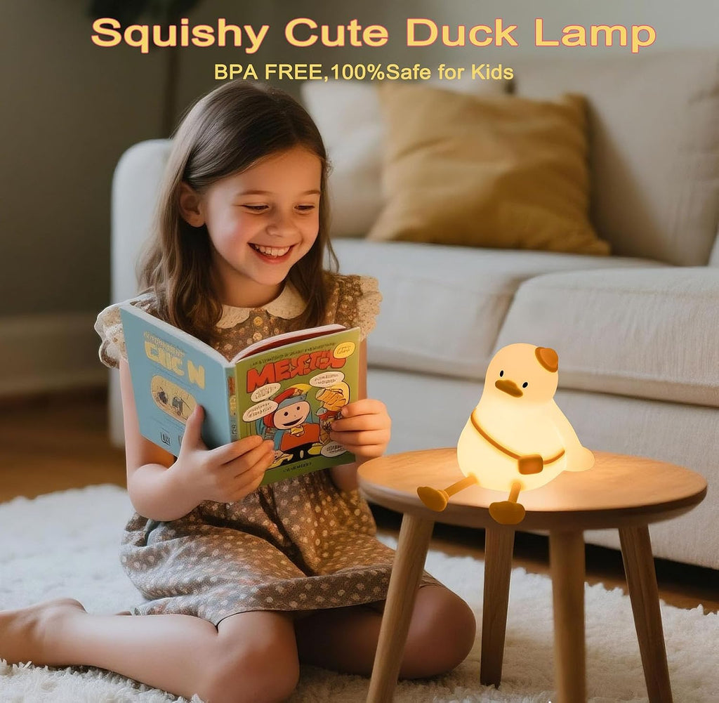 Duck Night Light for Kids 3 Levels Dimmable Silicone Animal Nursery Light, Adorable Rechargeable 30min Timmer Novelty Bedside Touch…