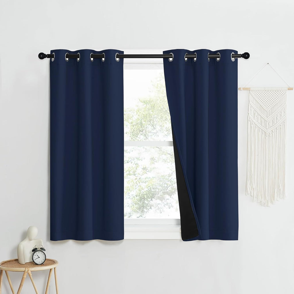 Nicetown 100% Blackout Curtain Set, Thermal Insulated & Energy Efficiency Window Draperies for Guest Room, Full Shading Panels for Shift Wo…