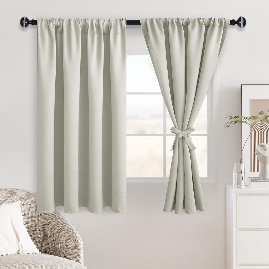 Jiuzhen Blackout Curtains for Bedroom - Thermal Insulated Room Darkening Noise Reducing, 42 x 45 Inch Length Curtains for Living Room, Set…