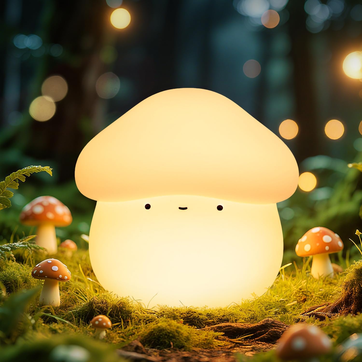 Mubarek Mushroom Lamp, Timer Mushroom Night Light for Kids, Dimmable & Easy Control Cute Lamp, Squishy Silicone Nightlight, Rechargeable…