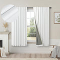 Pitalk White Linen Complete Blackout Curtains 48 Inch Length for Kids Room 2 Panels Light Blocking Thermal Insulated Cold Reducing Noise Re…