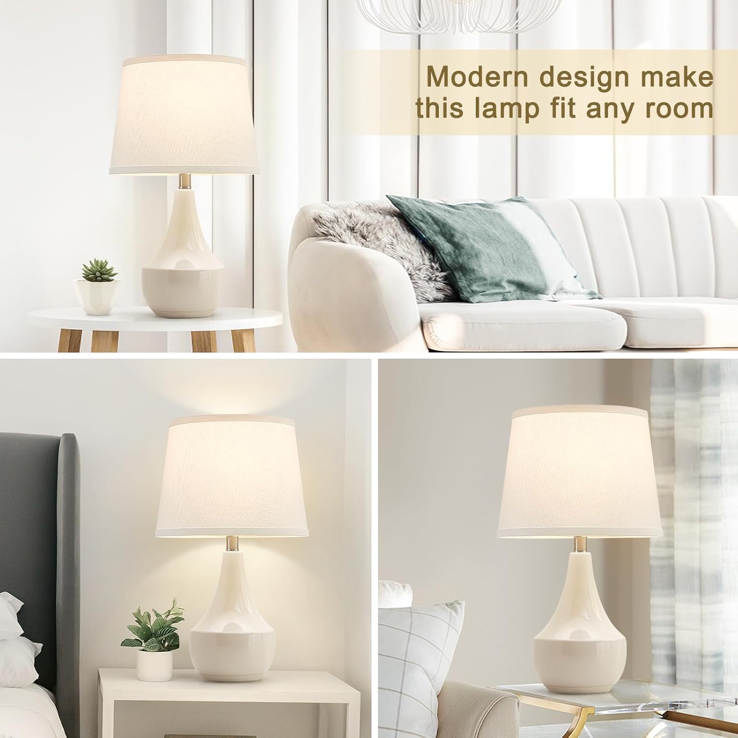 GyroVu 18" Table Lamp Set of 2, Ceramic Table Lamp Classic Beside Lamps Nightstand Lamp Modern Lamp for Living Room, Bedroom & Office…