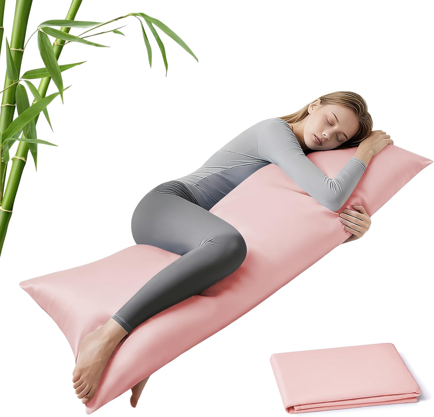 MR&HM Cooling Body Pillow Case 20"x54", Body Pillow Cover for Hot Sleepers, Breathable & Moisture Wicking, Silky Soft Envelope Long Pi…