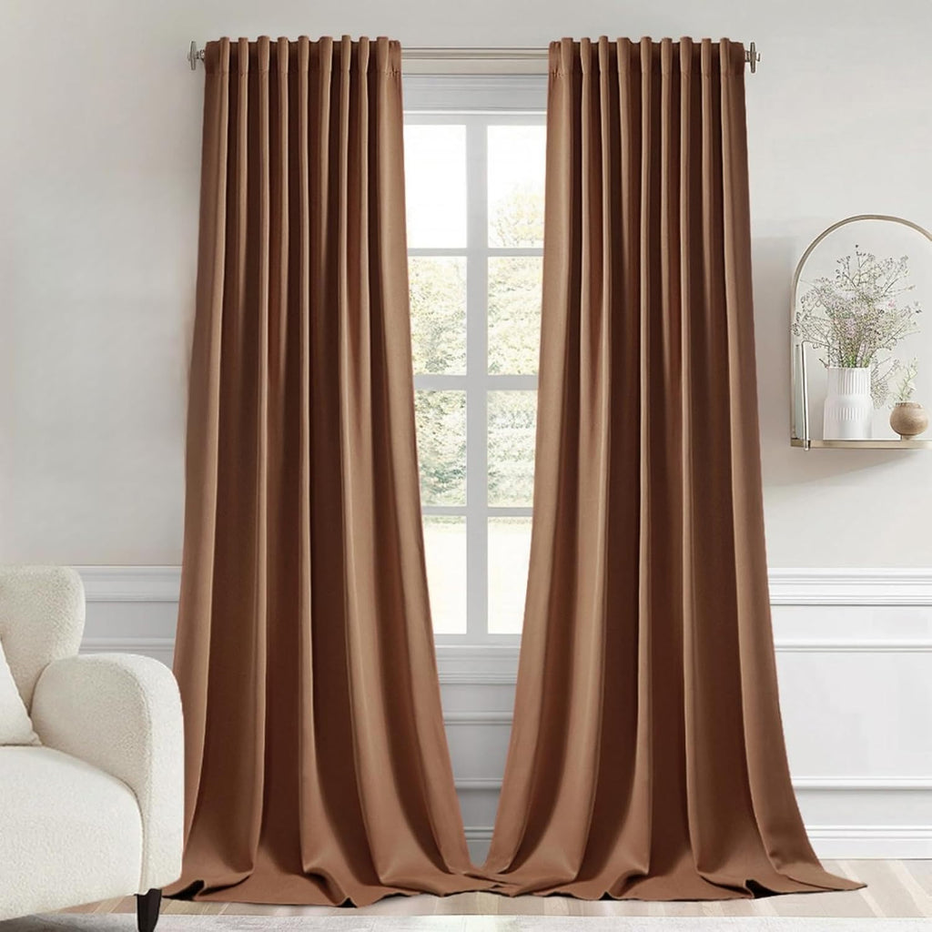 Miulee Back Tab Blackout Curtains 120 Inch Long 2 Panels Set for Living Room Bedroom, Rod Pocket/Pinch Pleated Extra Long Thermal Insulated…