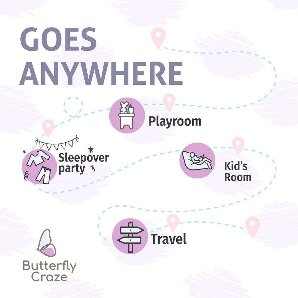 Butterfly Craze Floor Pillow Case, Mattress Bed Lounger Cover, Polka Purple, Queen Size - Cozy Seating Solution for Kids & Adults…
