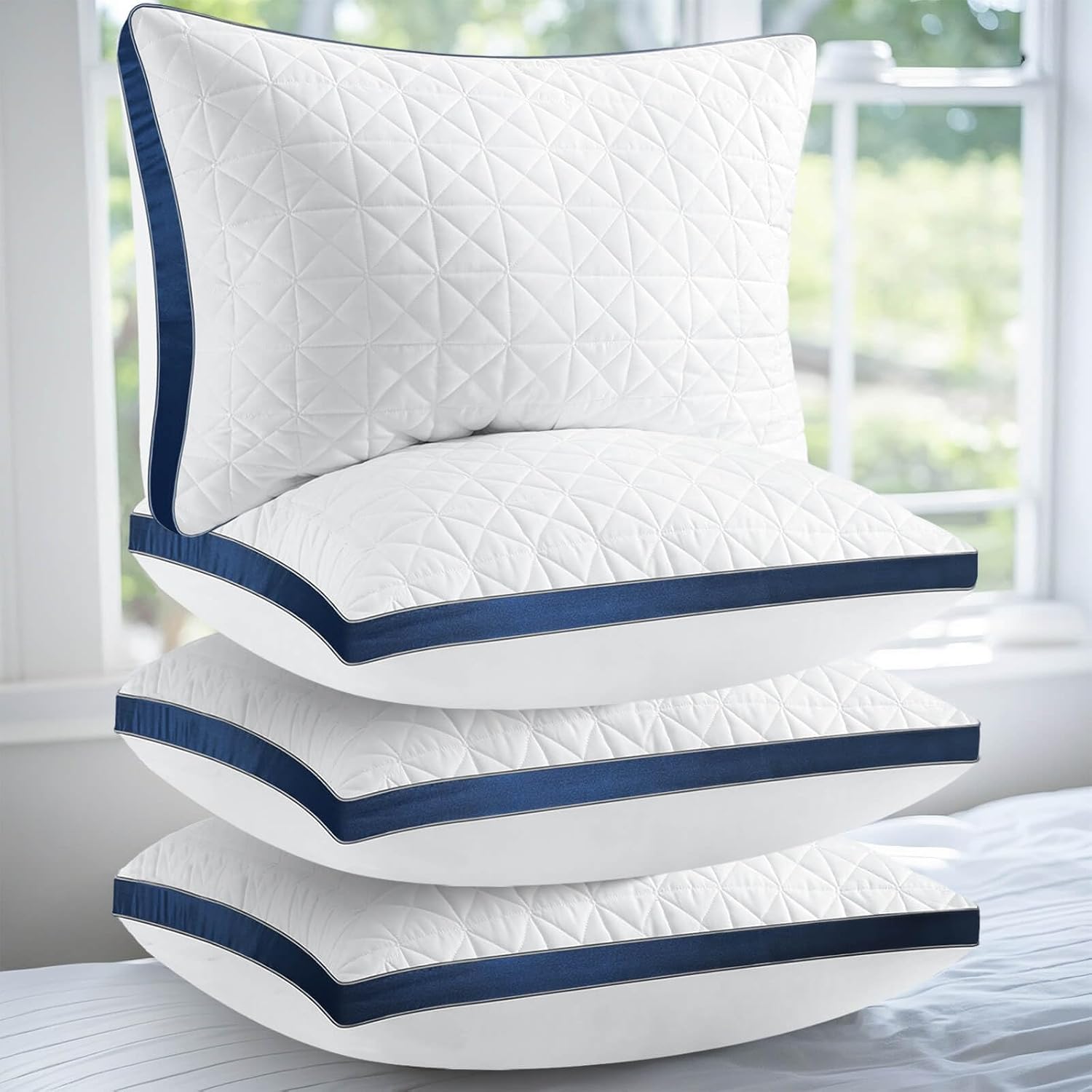 slybearsleepbetter Pillows Standard Size Set of 4 Cooling Hotel Luxury Bed Pillows for Sleeping 4 Pack, Supportive Breathable Down Alternat…