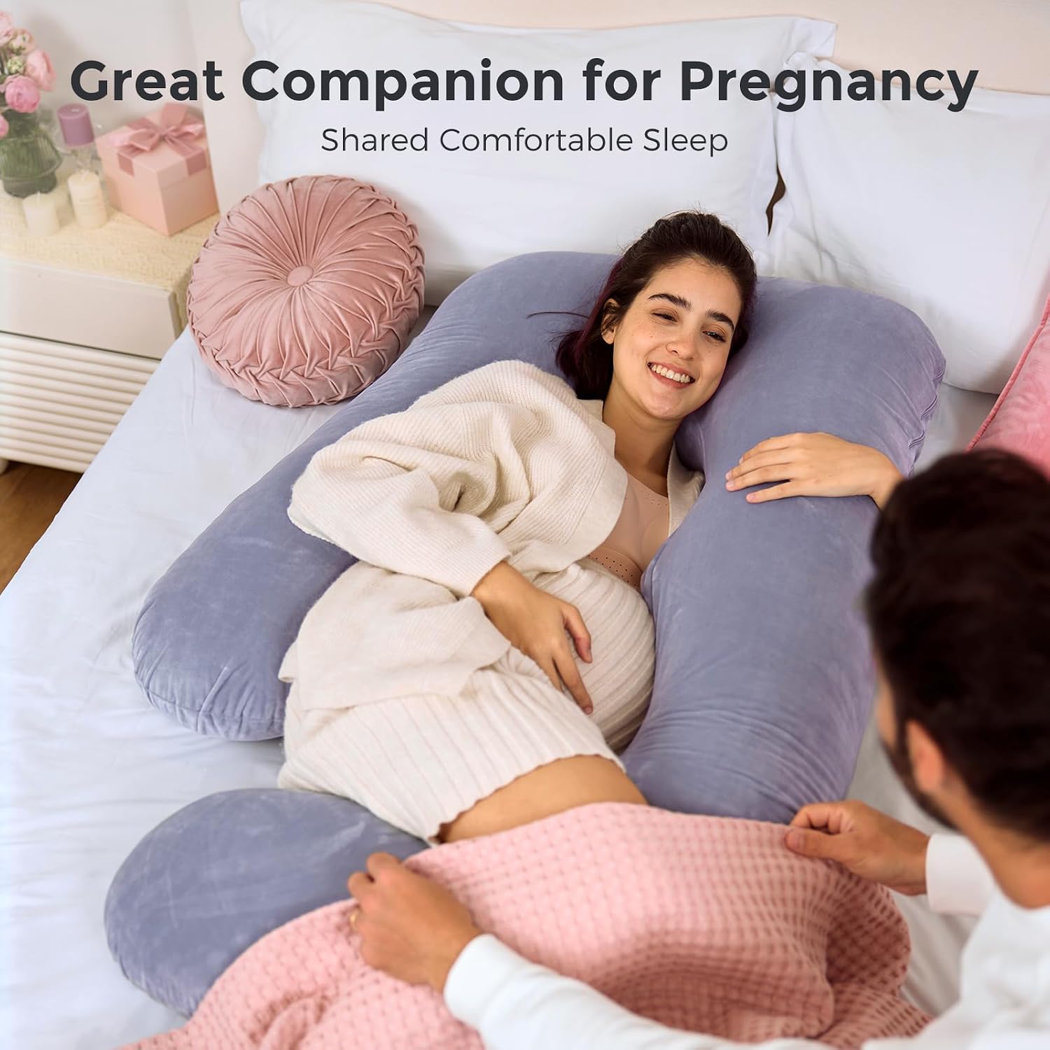 Momcozy Pregnancy Pillows for Sleeping, U Shaped Full Body Maternity Pillow with Removable Cover - Support for Back, Legs, Belly, HIPS…