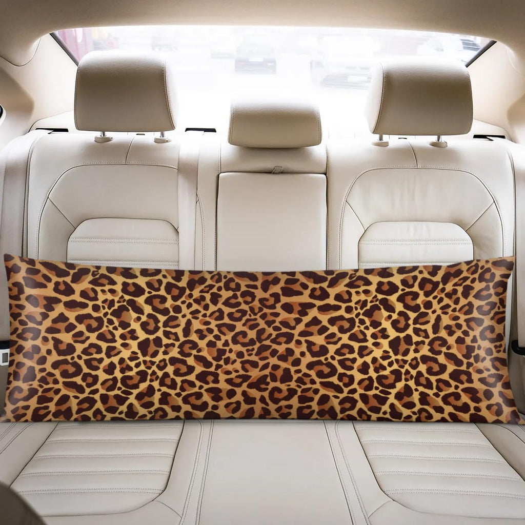 Leopard Design Body Pillow Covers Decorative Soft Bedding Satin Pillowcase with Zipper Closure Cooling Breathable Long Pillow Case-21"x 54"