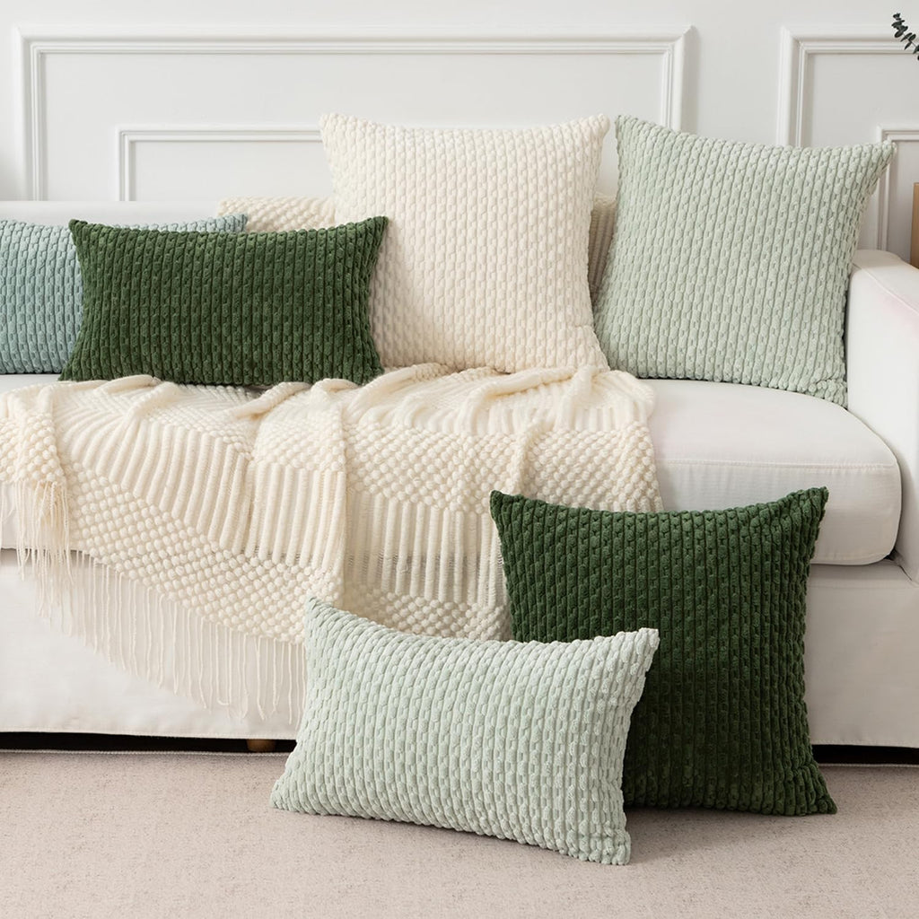 KevinTextile Kevin Textile Spring 14x22 Inch Pillow Cover 1 Pack Boho Decorative Soft Striped Corduroy Lumbar Farmhouse Solid Color Accent…