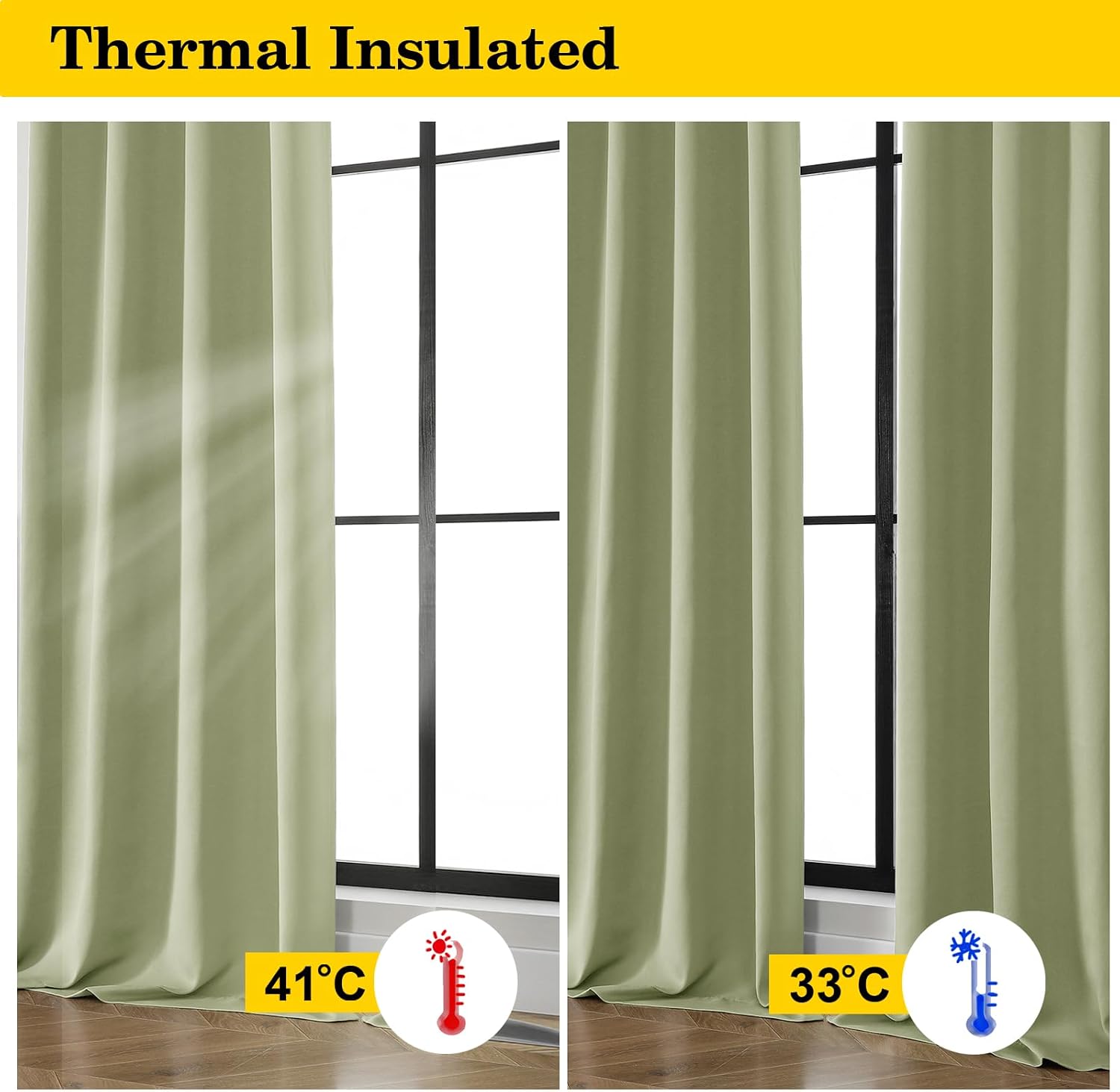 WelvetBLK Sage Green Room Darkening Curtains for Bedroom Living Room 45 Inch Length 2 Panels Set, Soft Solid Thermal Insulated Rod Pocket S…