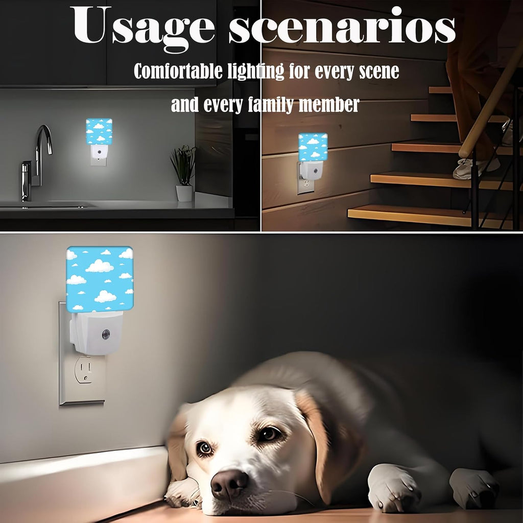 Clouds and Blue Sky Night Light, Plug-in Night Lights with Dusk-to-Dawn Sensor for Stairway, Hallway, Bedroom Sleep Friendly Ideal for…
