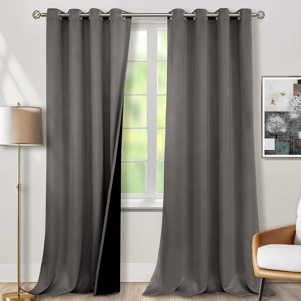 BGment Grey Blackout Curtains 95 Inches Long 2 Panels Set for Living Room, Thermal Insulated 100% Light Blocking Curtains & Drapes, Grommet…