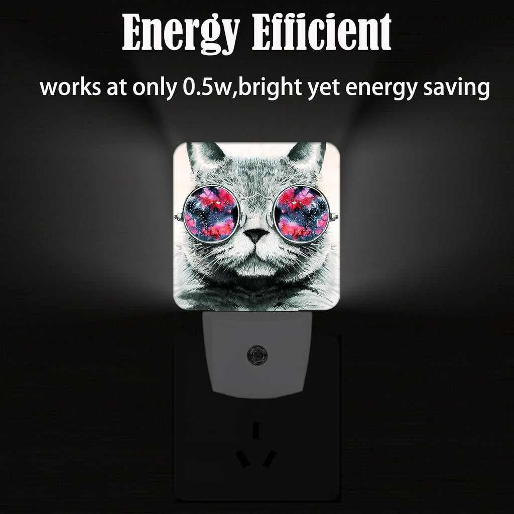 Cute Gray Cat Night Light, Plug Into Wall Decor for Stairway, Hallway, Kitchen, Dusk to Dawn Sensor Nightlights for Boys/Girls/Women/Men Room…