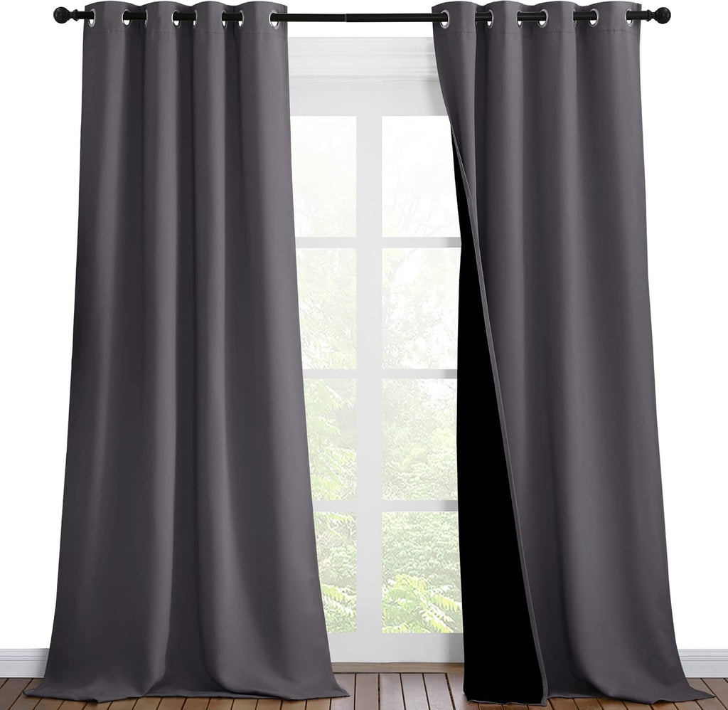 Nicetown 100% Blackout Blinds, Set of 2, 46" x 96", Laundry Room Decor Window Treatment Curtains for Large Patio Sliding Door, Thermal Insu…