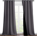Nicetown Grey Full Shade Curtain Panels, Pair of Thermal Insulated & Energy Efficiency Blackout Curtains for Living Room Windows, Lined Sil…