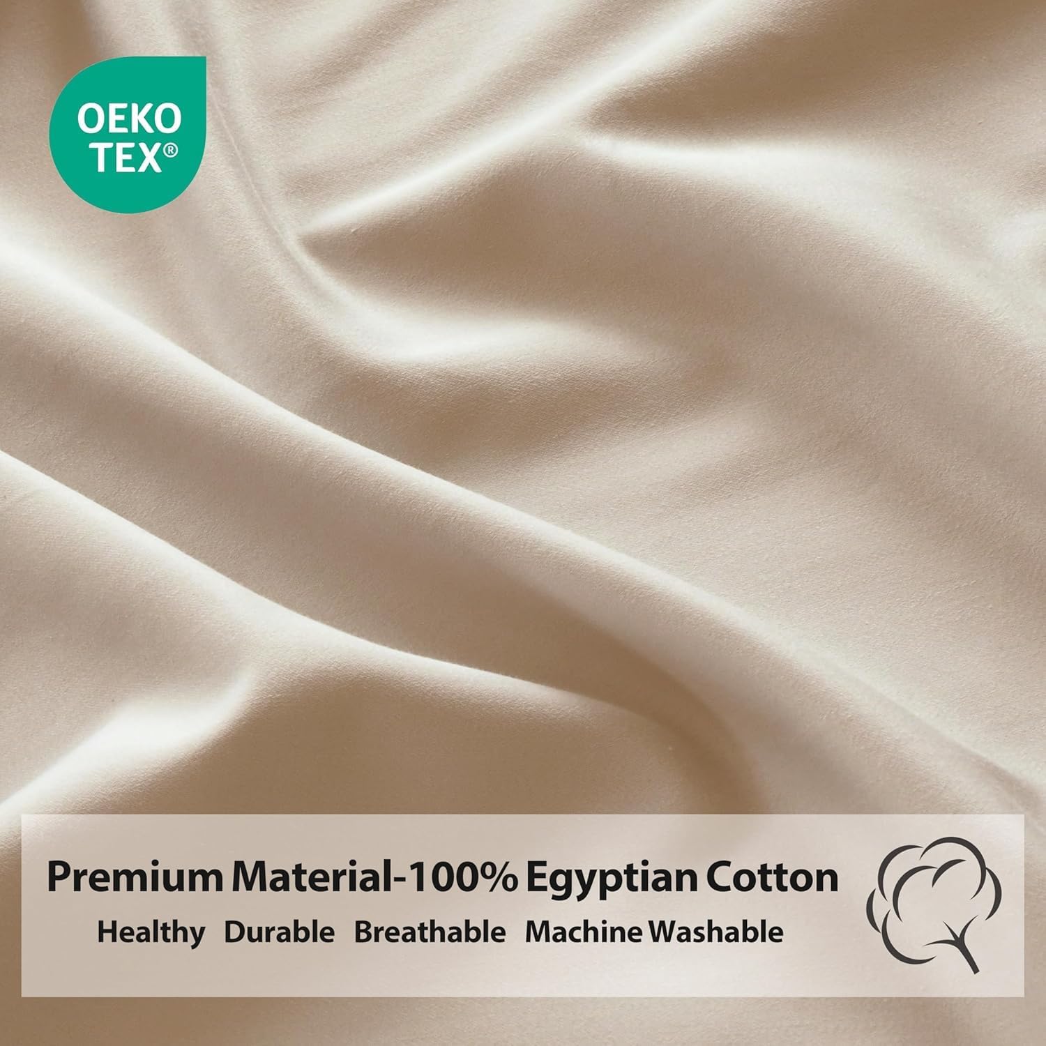 ZaizaiHome Pillow Cases Queen Size 4 Pcs, 100% Egyptian Cotton 400 Thread Count Sateen Weave Beige Pillowcases Queen Size, Quality Pillow C…