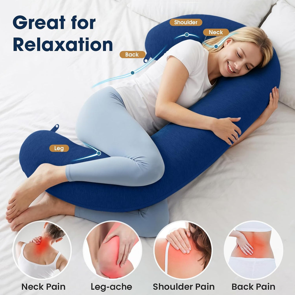 TranquilRelax TranquilRelax C Shaped Body Pillow for Side Sleepers, Memory Foam Long Pillow for Leg, Hip & Back Support, Soft Washab…