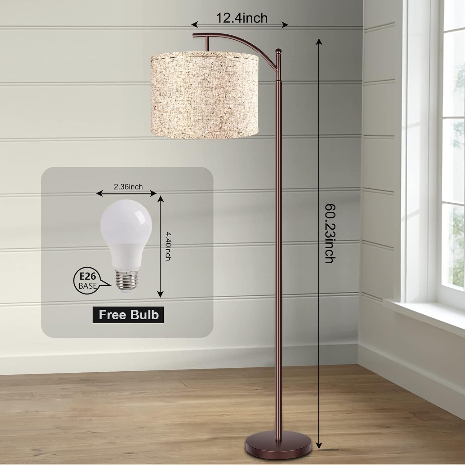 Floor Lamp for Living Room, 4 Color Temperature LED Floor Lamp with Remote Control & Foot Switch, LED Bulb Included, Modern Standing Lamp…