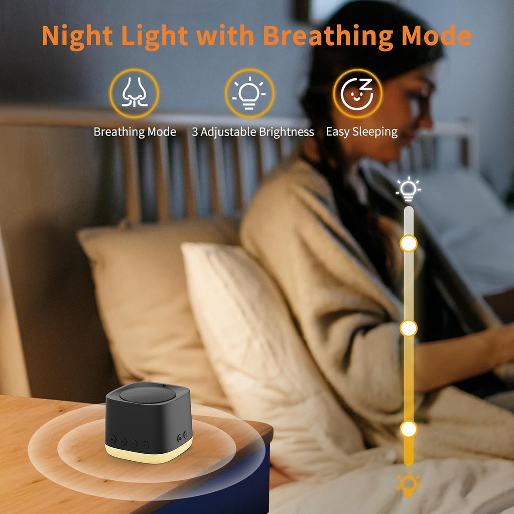 Portable Sound Machine, Mini Travel White Noise Machine for Sleeping with Breathing Night Light, 16 Soothing Sounds, Timer, Rechargeable…