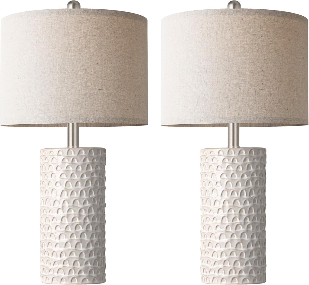 PARTPHONER 23" Modern Ceramic Table Lamp Set of 2, Table Lamps for Living Room, Rustic Farmhouse Bedside Lamps Nightstand lamp for…
