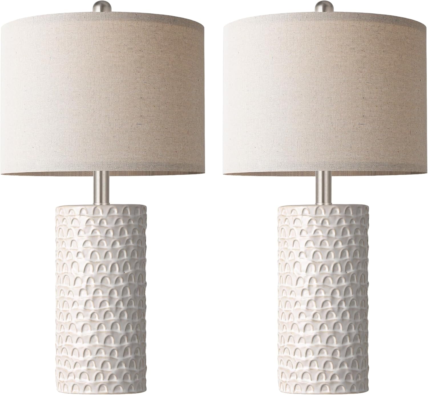 PARTPHONER 23" Modern Ceramic Table Lamp Set of 2, Table Lamps for Living Room, Rustic Farmhouse Bedside Lamps Nightstand lamp for…