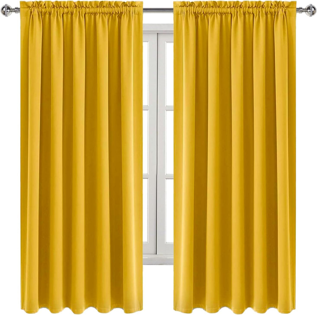 Dwcn Blackout Curtains for Bedroom – Rod Pocket Thermal Insulated Noise Reducing Noise Reducing Drapes for Living Room, W 60 x L 63 Inch, 2…