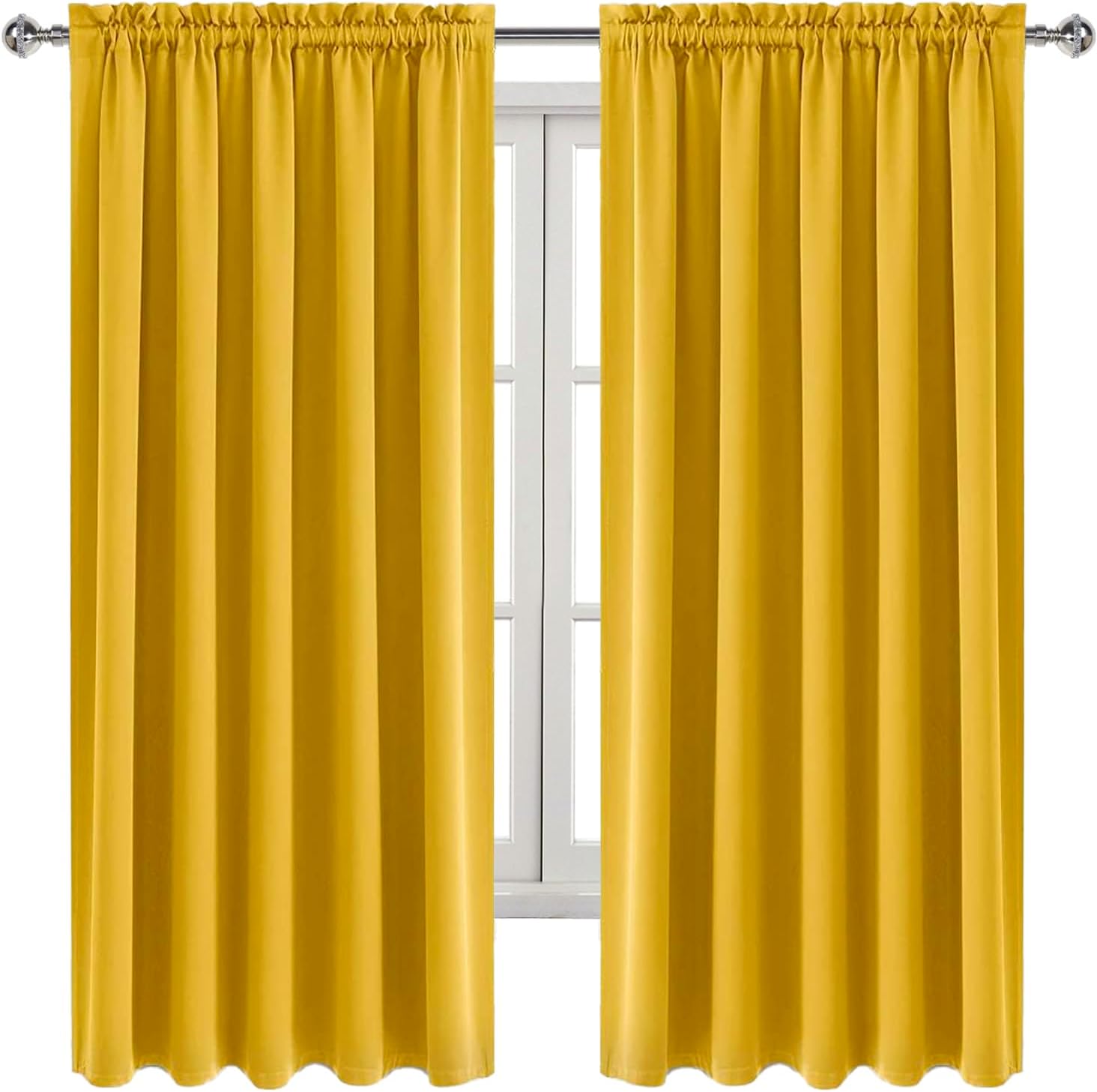 Dwcn Blackout Curtains for Bedroom – Rod Pocket Thermal Insulated Noise Reducing Noise Reducing Drapes for Living Room, W 60 x L 63 Inch, 2…