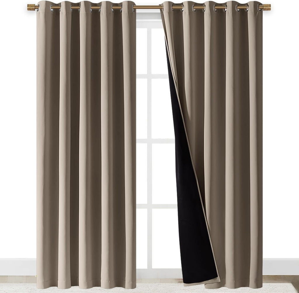 Nicetown Taupe Full Shade Curtain Panels, Pair of Energy Smart & Noise Blocking Out Blackout Drapes for Dining Room Window, Thermal Insulat…
