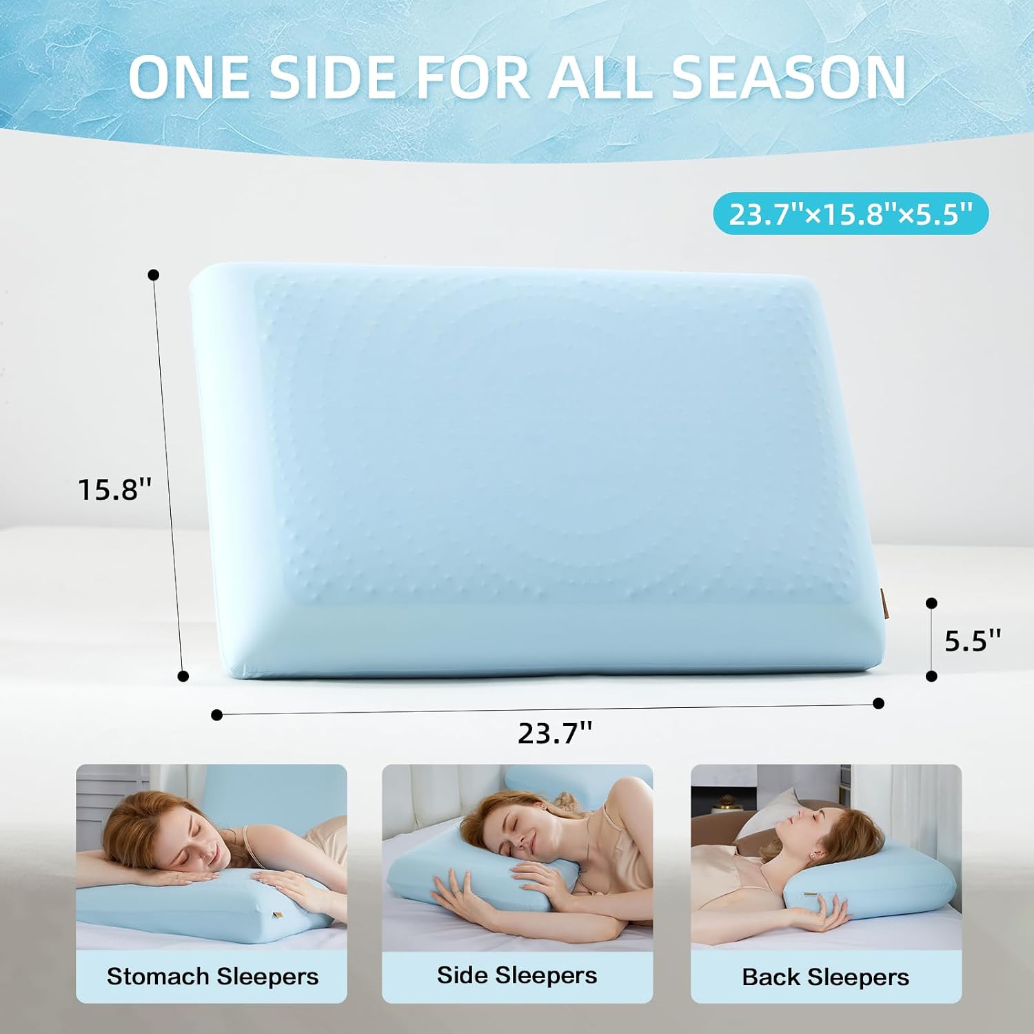 SAPHREAS Gel Cooling Memory Foam Pillow for Side Blue, Back and Stomach Sleepers for Sleeping, Standard Size Cool Bed Pillow, Removable &…