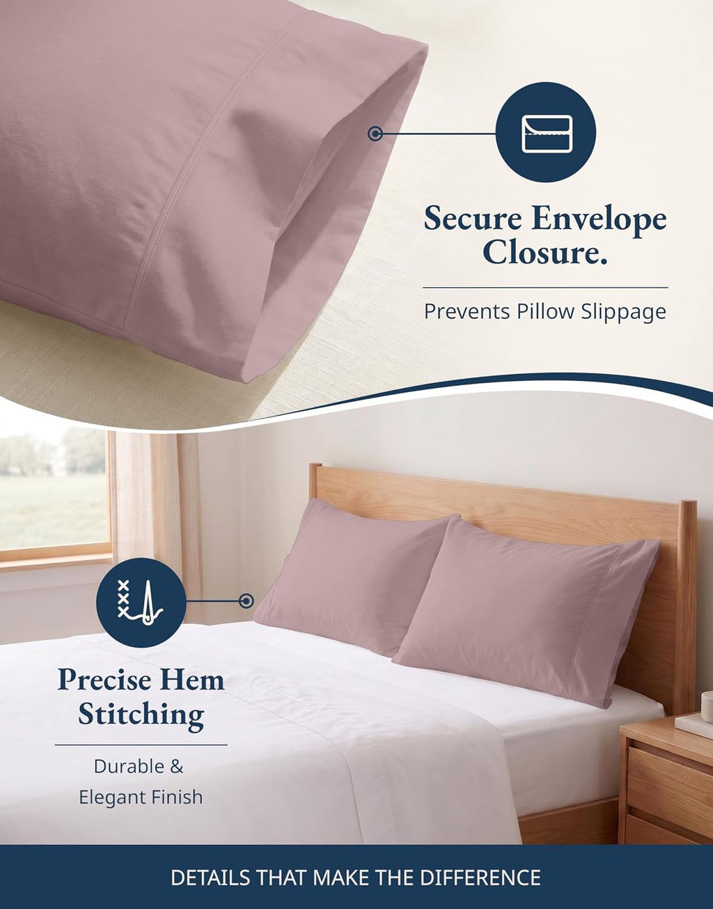 LaneLinen LANE LINEN 100% Organic Cotton Pillow Cases Standard Size Set of 2 (20"x26") - Cotton Pillowcases - Soft Standard Pillow Cases Se…