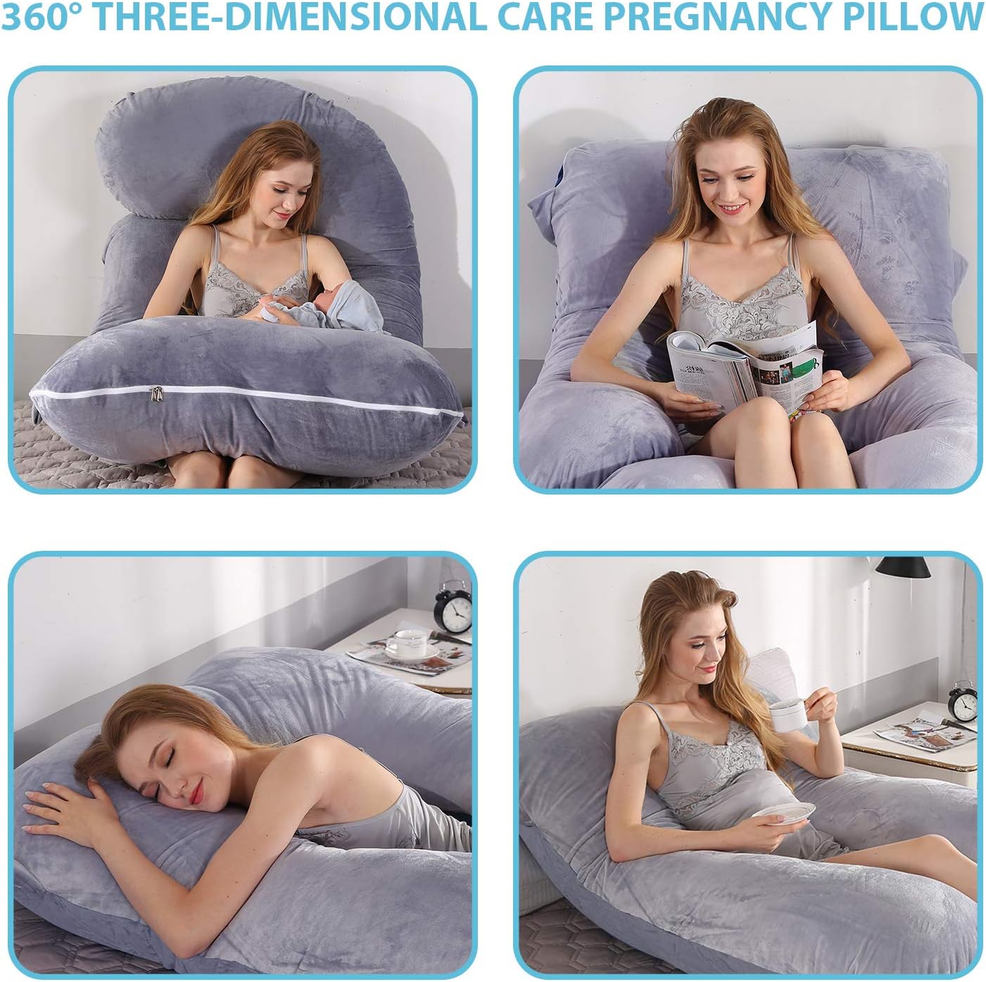 BATTOP Pregnancy Pillow for Sleeping, Full Body Maternity Pillow with Removable Washable Cover, Support for Back, Hips, Legs, Belly for…