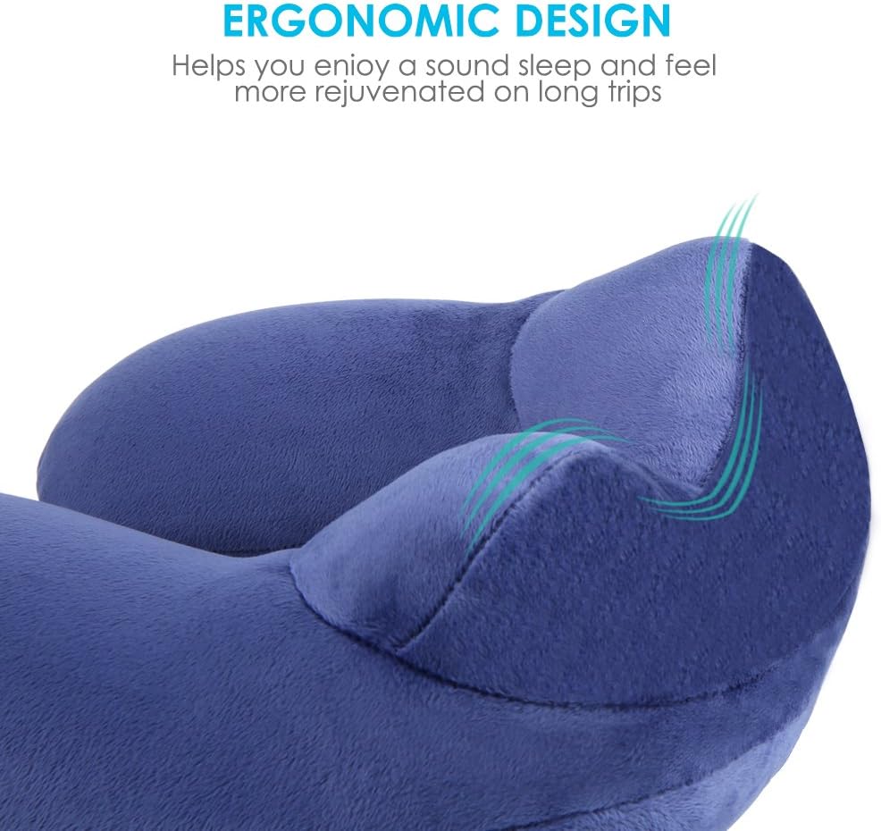 Inflatable Travel Pillow for Airplane, Soft Velvet Inflatable Travel Neck Pillow for Airplanes, Train, Car, Home and Office with Packsack…