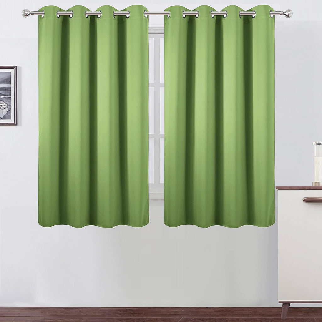 Lemomo Light Green Thermal Blackout Curtains/52 x 54 Inch/Set of 2 Panels Room Darkening Curtains for Bedroom 54 Inch Green