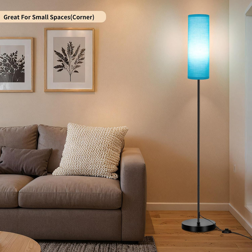 Fridekohome FRIDEKO HOME Floor Lamp with Turquoise Shade, Simple Design with Foot Pedal Switch, Small Tall Lamps for Living Room Bedroom, C…