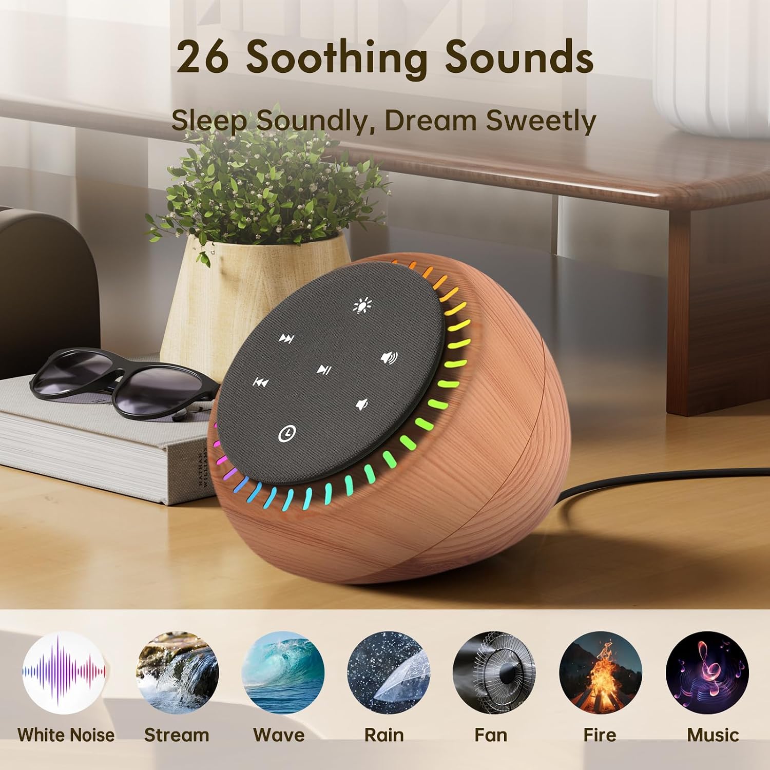 DreamSky Sound Machine for Sleep, White Noise for Sleeping Adults & Baby, Brown Noise Fan for Office Privacy & Noise Canceling, 26 Sounds…