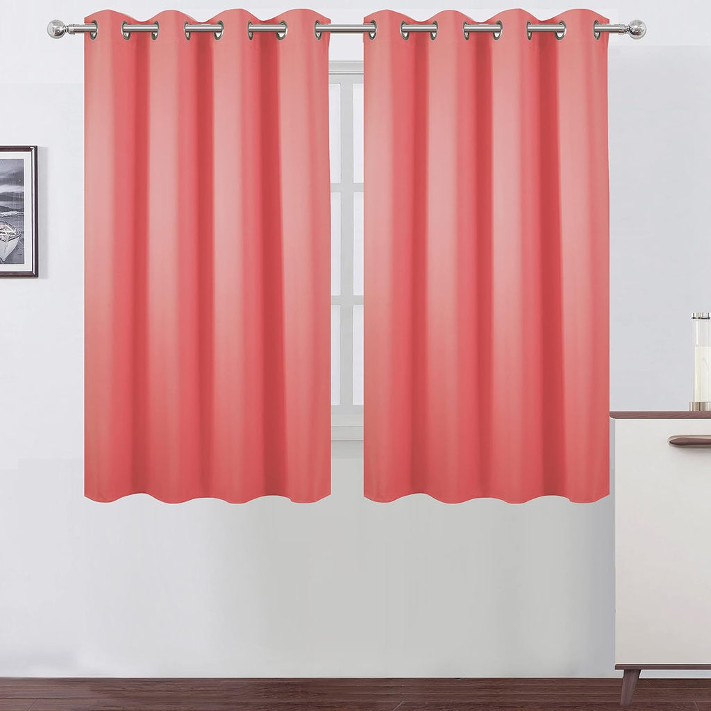 Lemomo Coral Blackout Curtains 52 x 54 Inch Length/Set of 2 Curtain Panels/Thermal Insulated Room Darkening Blackout Curtains for Bedroom 5…