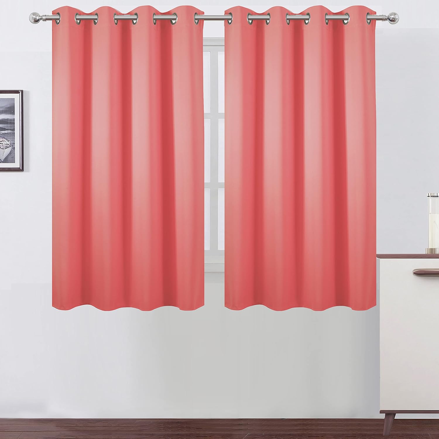 Lemomo Coral Blackout Curtains 52 x 54 Inch Length/Set of 2 Curtain Panels/Thermal Insulated Room Darkening Blackout Curtains for Bedroom 5…