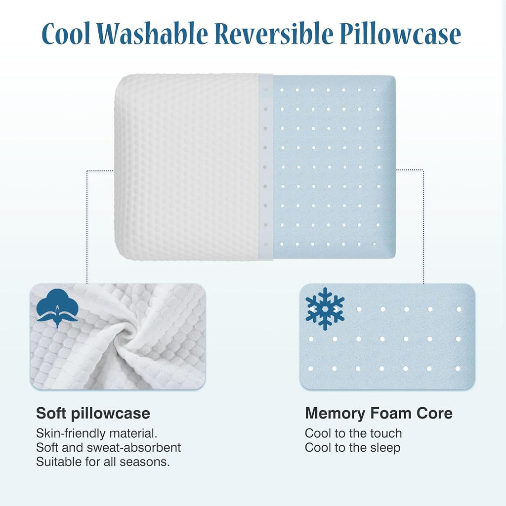Olixis Memory Foam Pillows for Sleeping 3 Pack Queen Size Bed Pillows for Adults with Removable Washable Cover Breathable Mesh Gel Cooling…