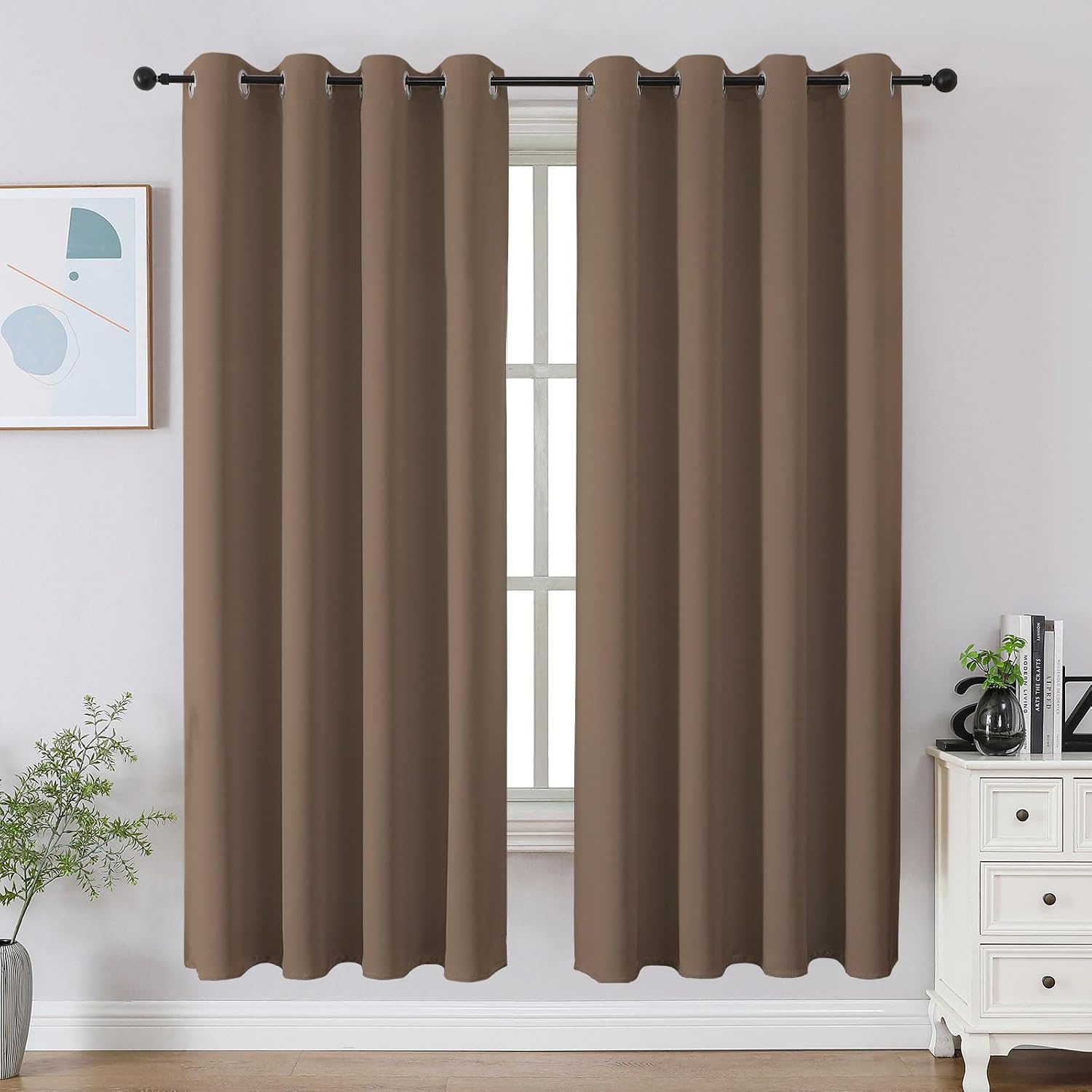 Cucraf Khaki Blackout Curtains 63 inch Length 2 Panels Set, Room Darkening Drapes for Living Room Bedroom, Thermal Insulated Light Blocking…