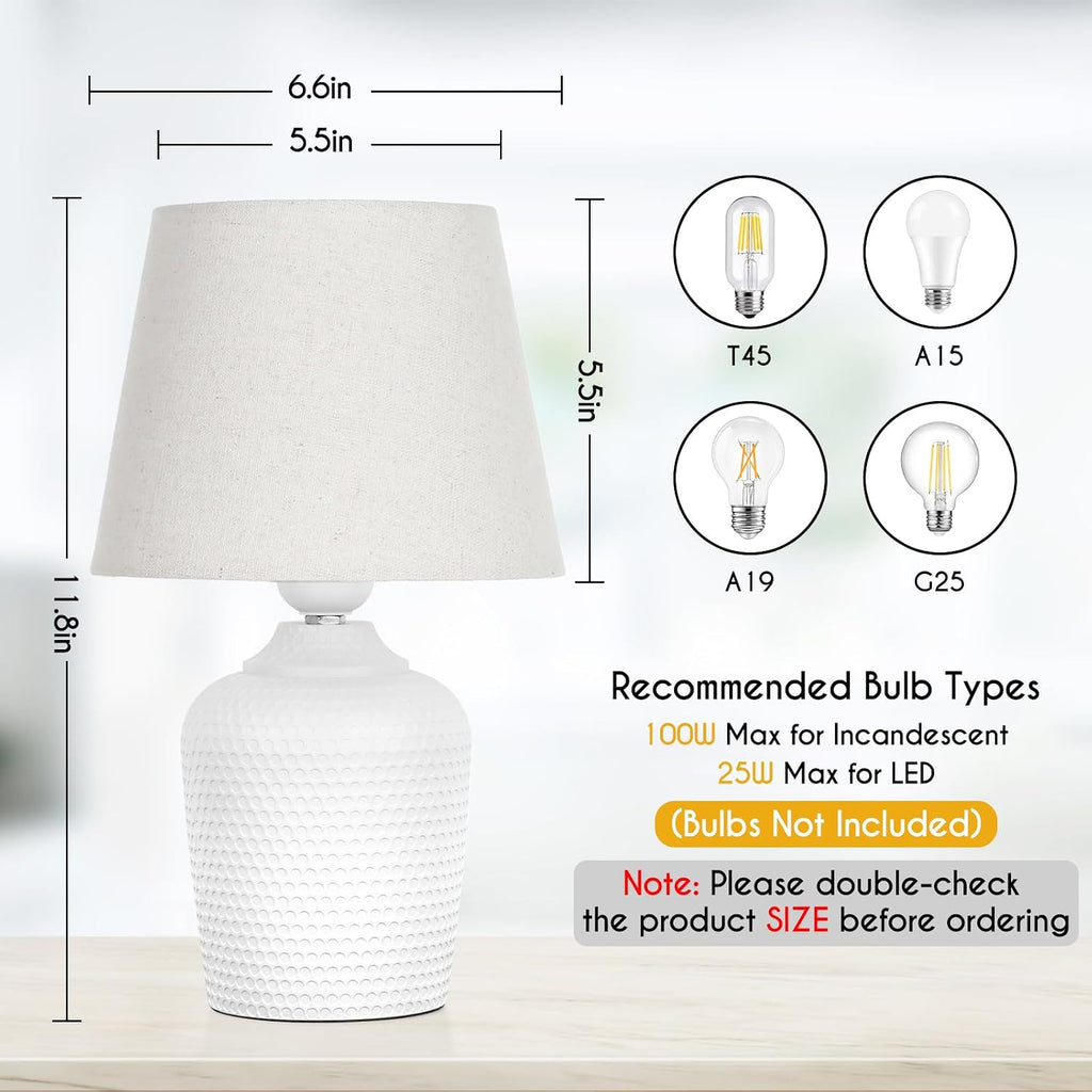Sucolite Small 11.8'' Table Lamps Set of 2, Bedside Nightstand Lamps for Bedroom Kid’s Room, Cute Desk Lamps with Studded Texture Base…