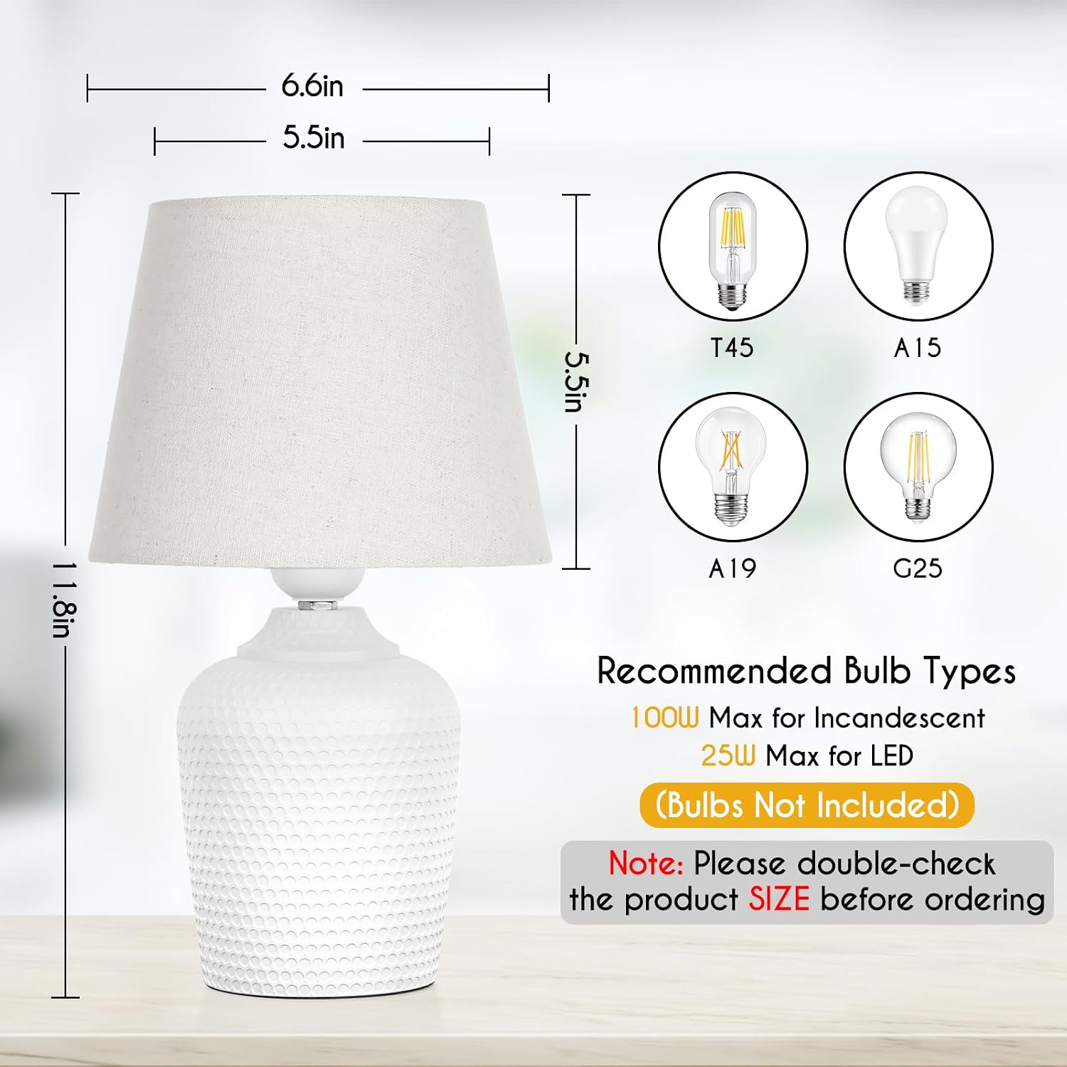 Sucolite Small 11.8'' Table Lamps Set of 2, Bedside Nightstand Lamps for Bedroom Kid’s Room, Cute Desk Lamps with Studded Texture Base…
