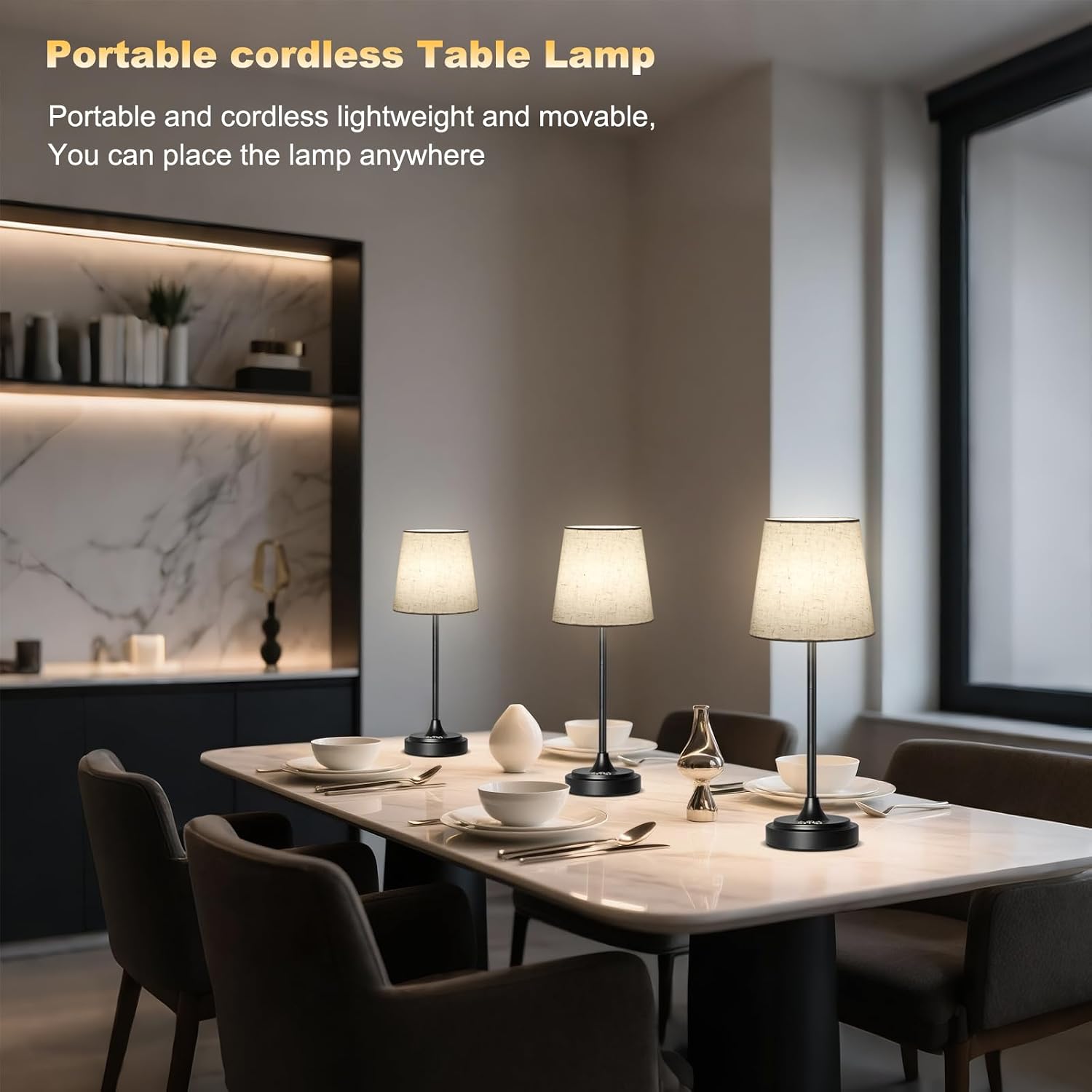 Wowag Cordless Table Lamp Rechargeable,5000mAh Battery Operated Desk Lamp,3 Colors & 7 RGB Stepless Dimmable, Touch Ambient Light for…