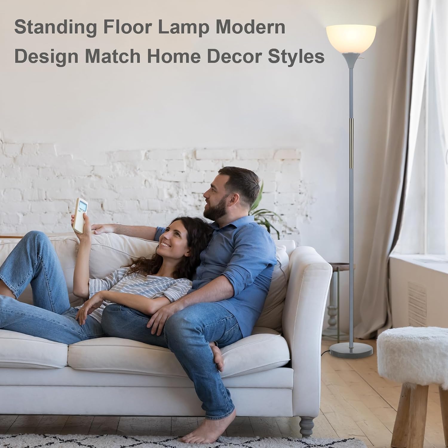 LALISU Floor Lamp, LED Standing Lamp 3 Way Dimmable Brightness Floor Lamp Rotary Switch Floor Lamps Modern Industrial Lamp with Shade…