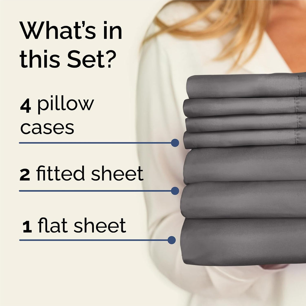 Split King 7 Piece Sheet Set - Comfy, Breathable & Cooling - Soft Hotel Luxury Bedding for Women, Men, Kids, Teens and Children - 1 Flat…