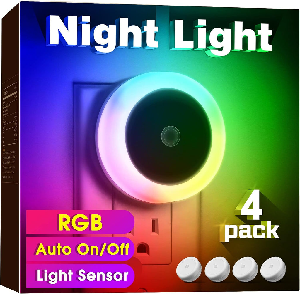 Briignite Night Light for Kids, Dynamic RGB Night Lights Color Changing, Nightlight with Light Sensors, Kids NightLights for Bedroom…