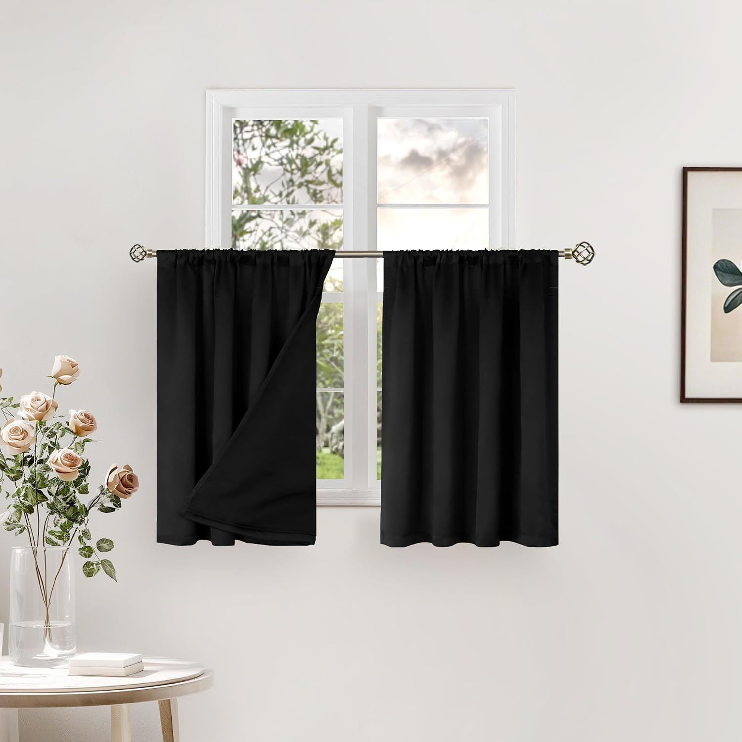 BGment Short Blackout Curtains for Kitchen 30 Inch Long, Bedroom Curtains for Small Window Thermal Insulated Full Room Darkening…