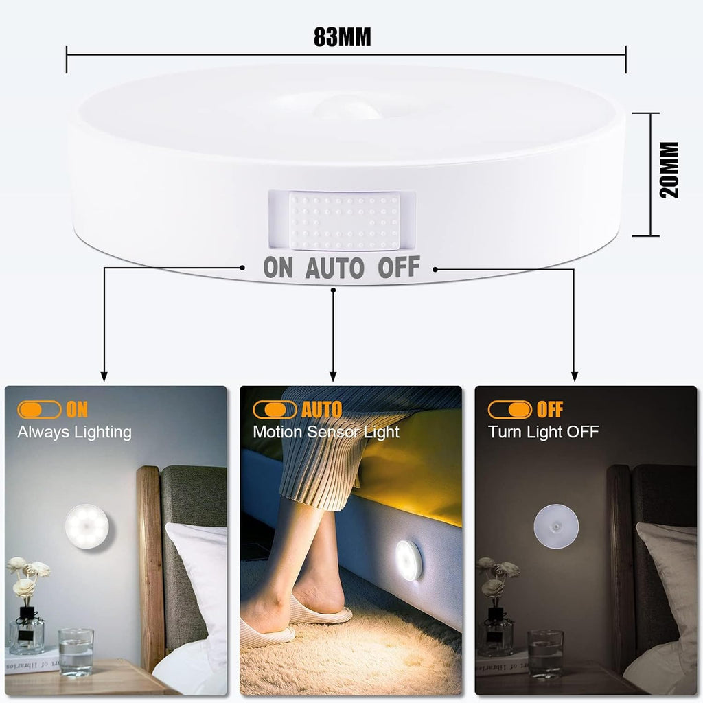 Motion Sensor Light Indoor [8 LED], Electight Night Light USB Rechargeable, 3 Light Modes & Long-Last Battery, Cordless Magnetic Sticker…